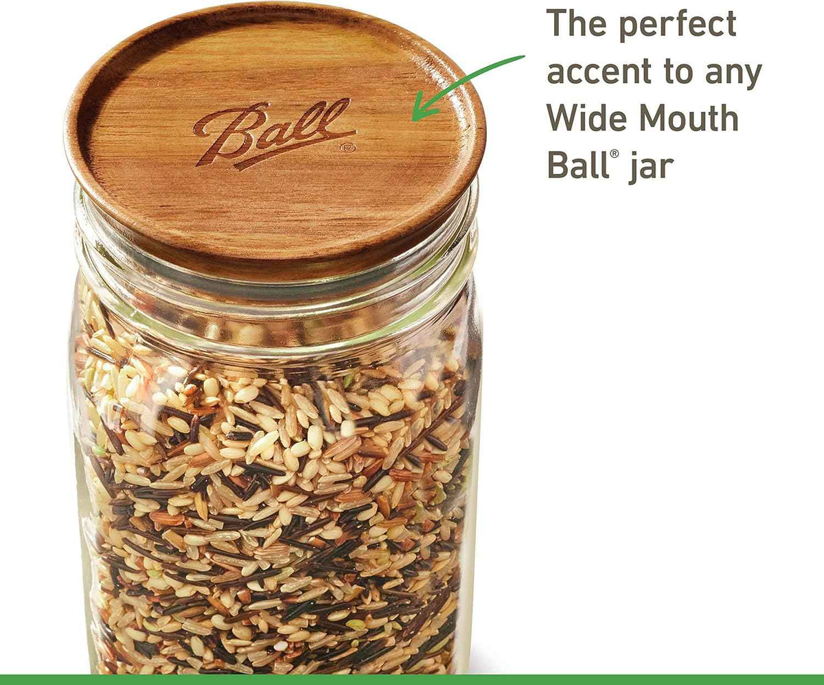 Ball Jar Wooden Storage Lids - 5 Pack - Acacia Wood and Silicone Seal