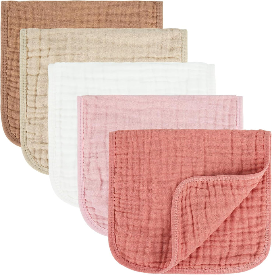 Muslin Burp Cloths 100% Cotton Baby Burp Cloths Soft, Absorbent 10x20 inches for Girls and Boys Baby Essentials