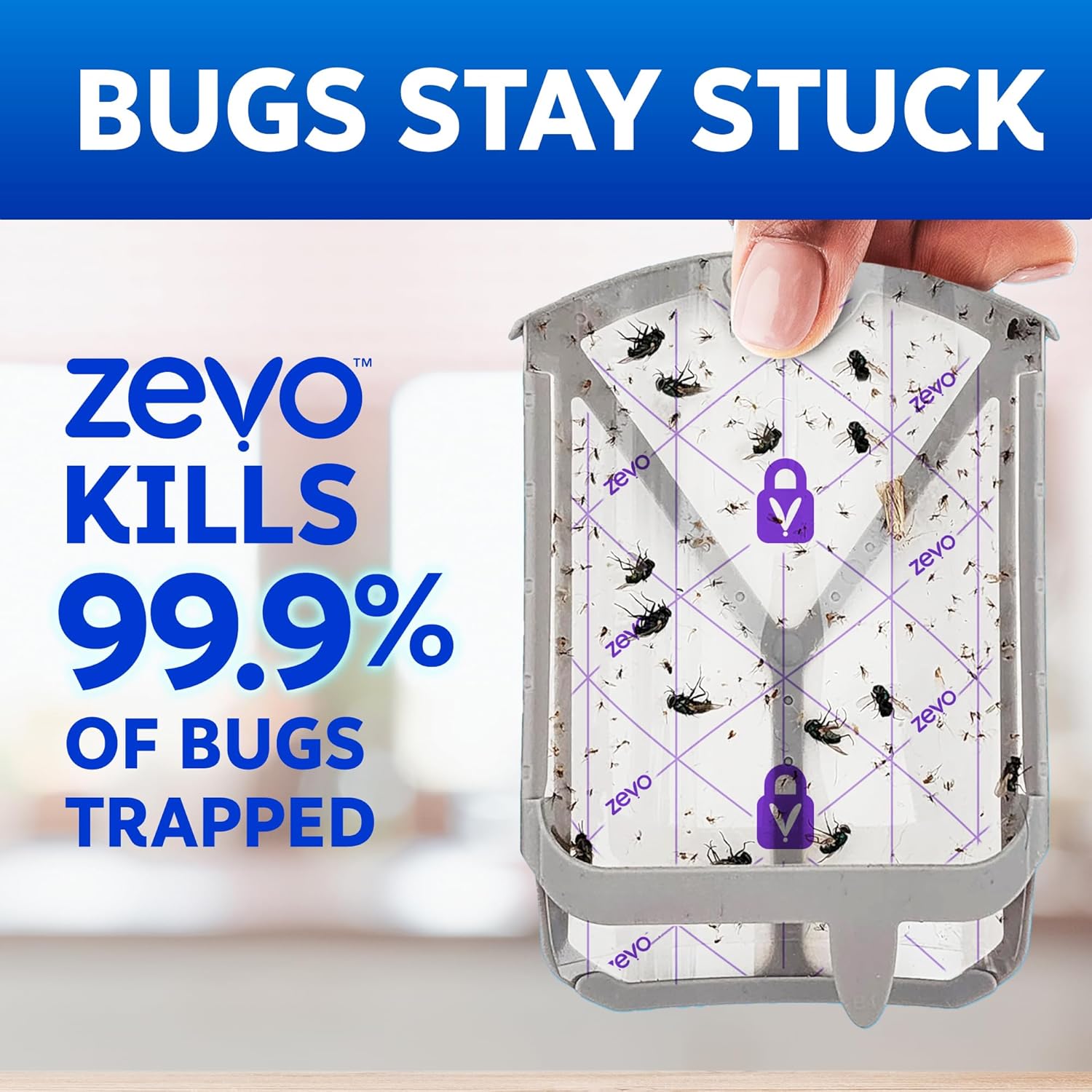 Zevo Flying Insect Trap Official Refill Cartridges - Fits Both Zevo Trap & MAX Indoor Fly Trap - Authentic Trap+Lock Technology to Catch Gnats, House & Fruit Flies (4 Official Refill Cartridges)