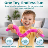 BUNMO Pop Tubes - Sensory Toys - Fidget Toys - Imaginative Play & Stimulating Creative Learning - Hours of Fun for Kids - Tons of Ways to Play - Non-Mouthable Toy 3+ - 4 Pack Large