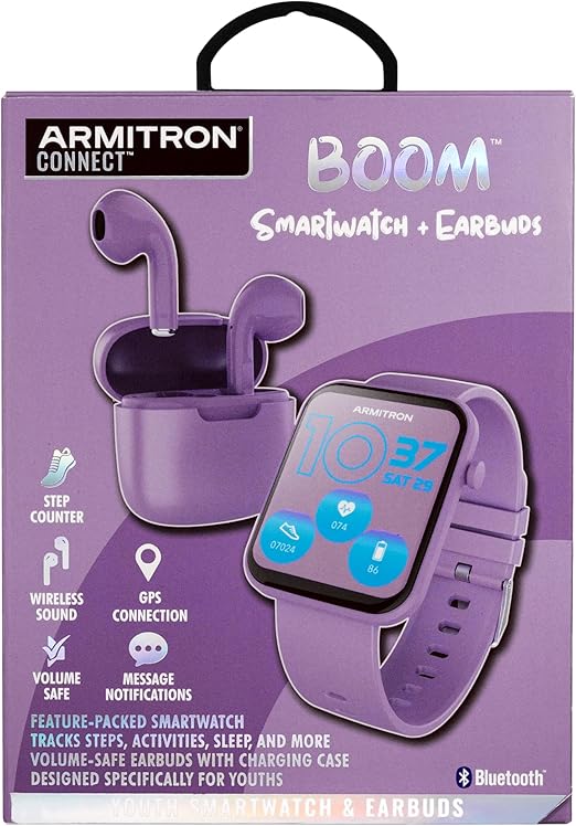 Armitron Connect Boom Smartwatch and Earbuds, Health and Fitness Tracker, Sport Modes, Water Resistant and More