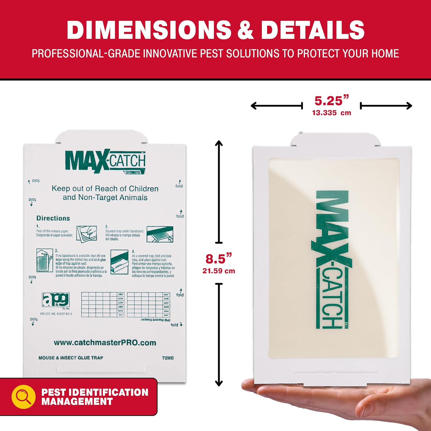 Catchmaster Max-Catch Mouse & Insect Glue Trap 36pk, Mouse Traps Indoor for Home, Sticky Pest Control Adhesive Tray for Catching Bugs, Bulk Classic Glue Boards