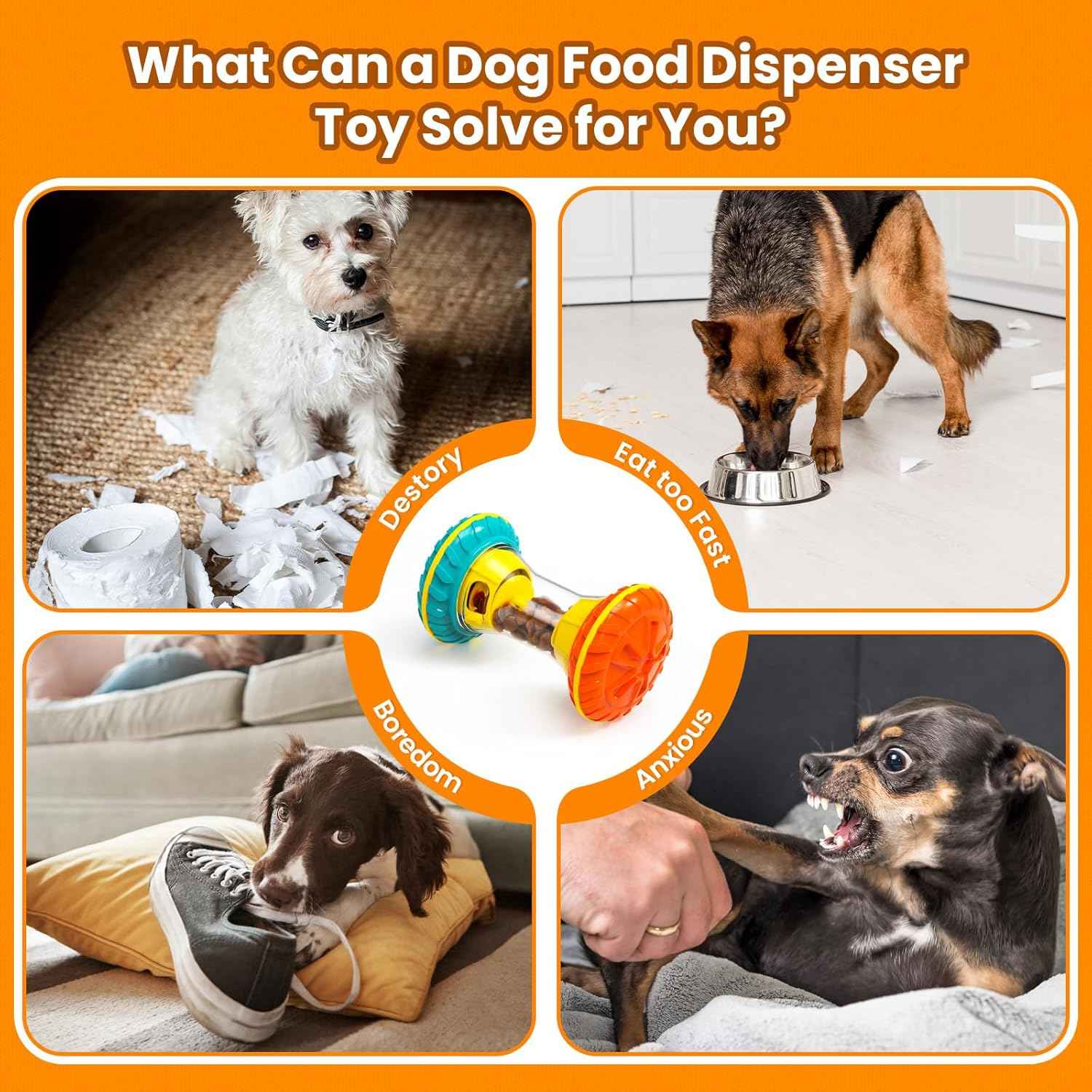 Interactive Dog Puzzle Toys for Boredom, Dogs Enrichment Toy to Keep Them Busy, Treat Dispensing Slow Feeder