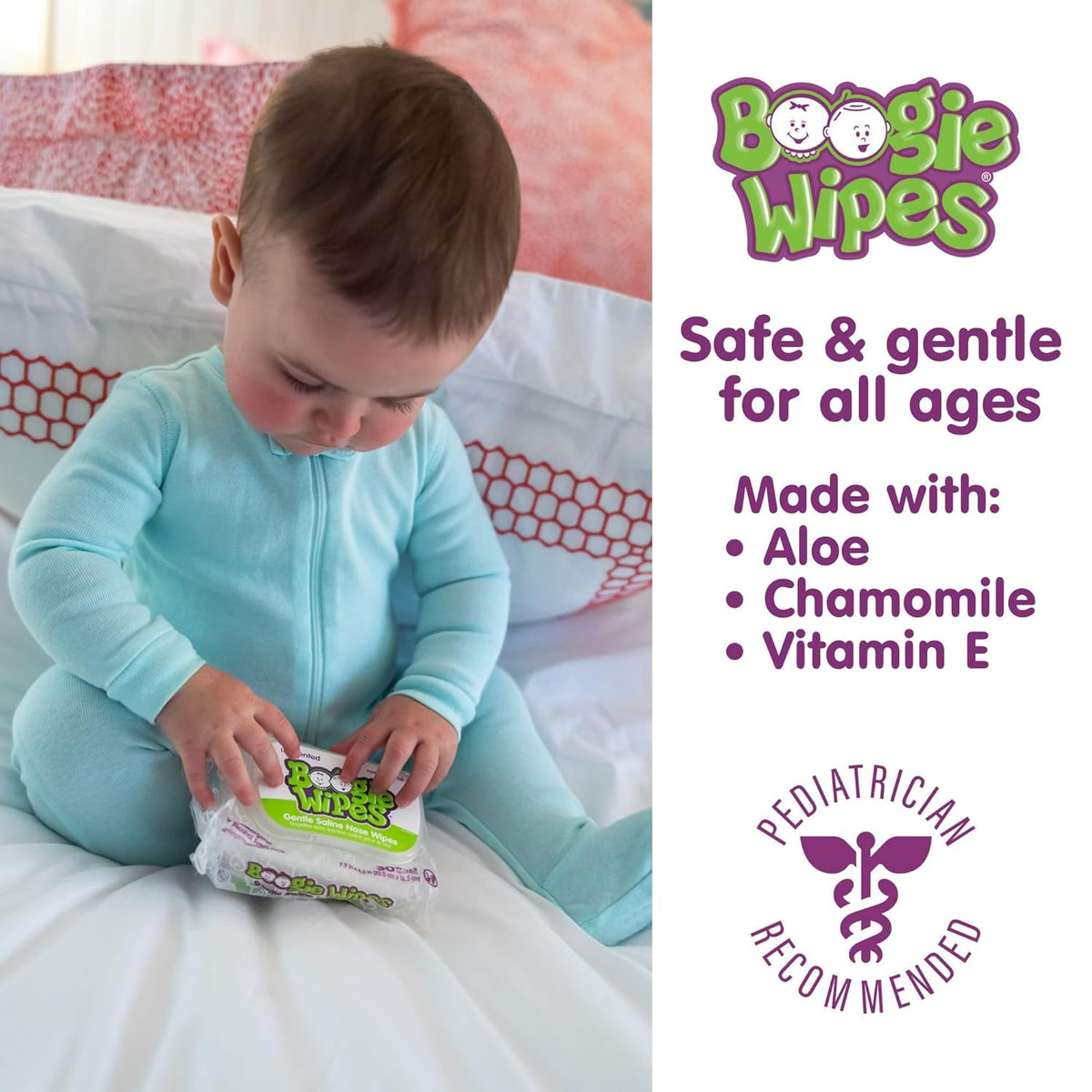 Baby Wipes Unscented by Boogie Wipes, Wet Wipes for Face, Hand, Body & Nose, Made with Vitamin E, Aloe, Chamomile and Natural Saline, 180 Count-30 Count (Pack of 6)