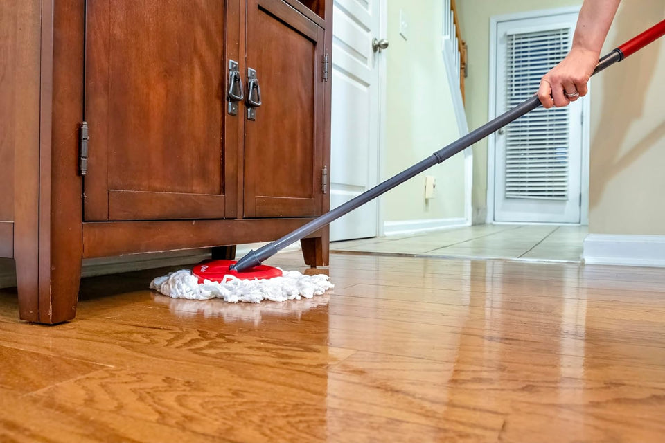 O-Cedar EasyWring Microfiber Spin Mop, Bucket Floor Cleaning System, Red, Gray, Standard - PureLivingMart