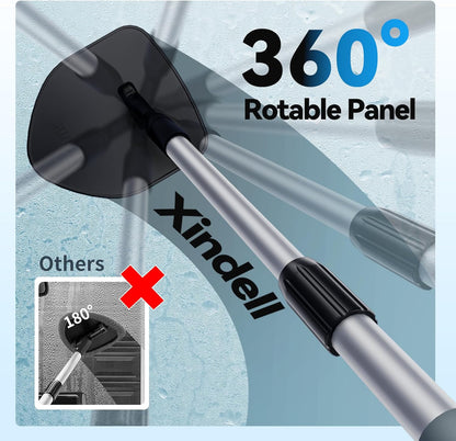 XINDELL Extendable Windshield Cleaner for Car, Long Handle Car Interior Glass Cleaning Tool with Pivot Head – Reusable Microfiber Pads, Streak-Free Auto Detailing Kit for SUV Truck