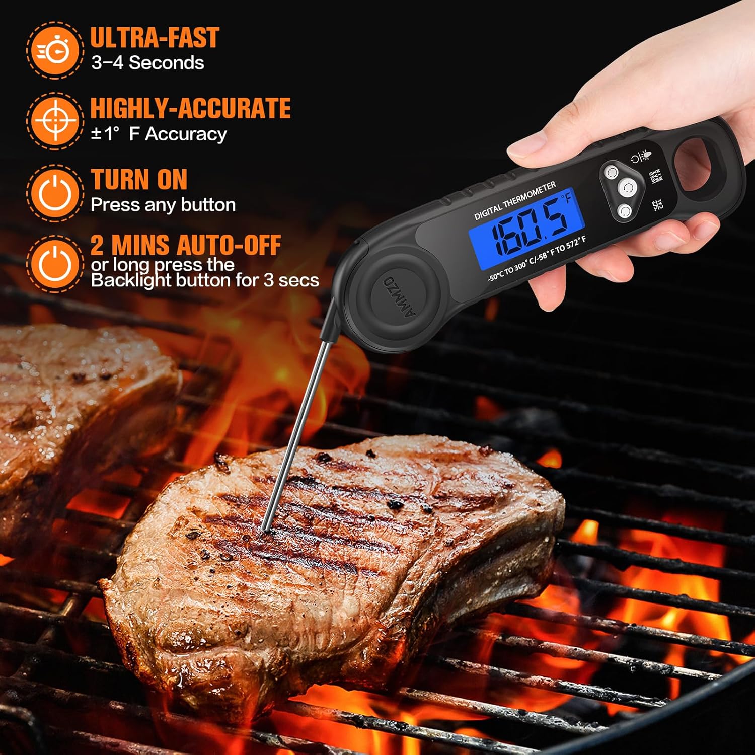 Meat Thermometer Digital, Instant Read Food Thermometer for Cooking, Grilling, Baking, Frying & Candy Making, Essentials Kitchen Gadgets Accessory, Gifts for Men Women Dad Mom Birthday