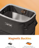 HOTOR Car Trash Can with Lid and Storage Pockets - 100% Leak-Proof Organizer, Waterproof Garbage Can, MultiPLrpose Trash Bin for Car, 2 Gallons, Black