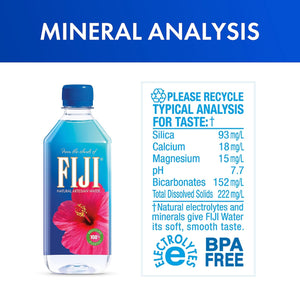 FIJI Artesian Bottled Water, 500 mL (16.9 fl oz), Pack of 24