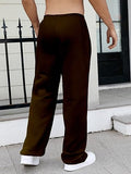 GORGLITTER Men's Baggy Wide Leg Sweatpants Y2K Striped Side Drawstring Waist Barrel Track Pants with Pockets