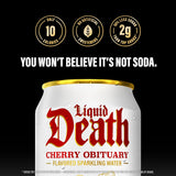 Liquid Death Soda-Flavored Sparkling Water - Cherry Obituary, Less Sugar*, Huge Flavor, No Caffeine, No Artificial Sweeteners, 12 Fl Oz (Pack of 12)