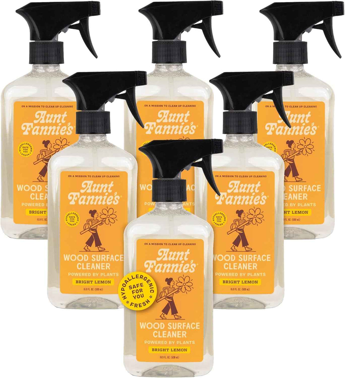 Aunt Fannie's All Purpose Wood Spray Cleaner, No-Wax Formula, Perfect for Wood Tables, Walls, Counters & Shelves, 16.9 Ounces, Lemon Scent (Pack of 1)