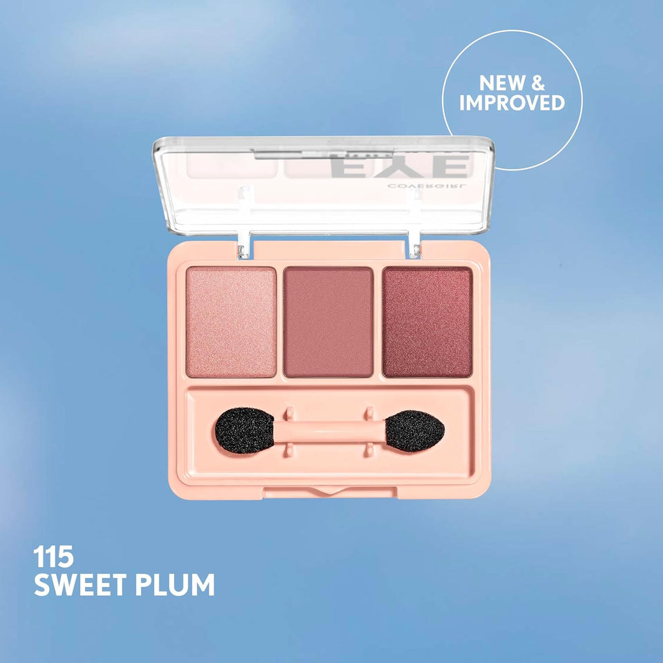 Covergirl Eye Enhancer, Sweet Plum, Eyeshadow Trio, Easy to Wear, Clean & Vegan, Talc-Free, Matte & Shimmer Finishes, Smudge-Proof, 0.14oz
