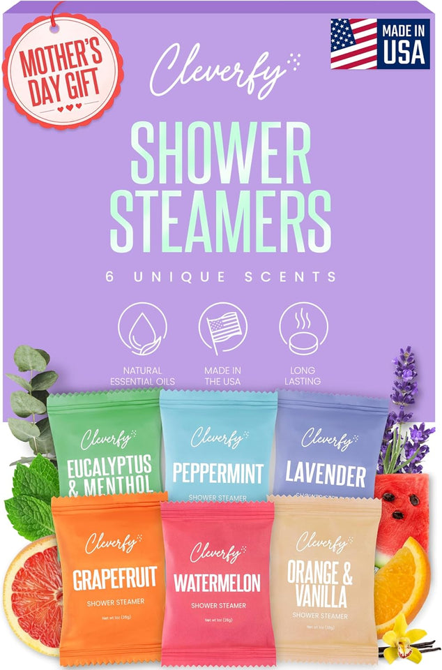Cleverfy Shower Steamers Aromatherapy - Mother’s Day Gifts for Mom from Son or Husband - 40th, 50th & 60th Birthday Gifts for Women, Wife, Grandma, Daughter, Sister, Teens & Girlfriend – 6 Tablets