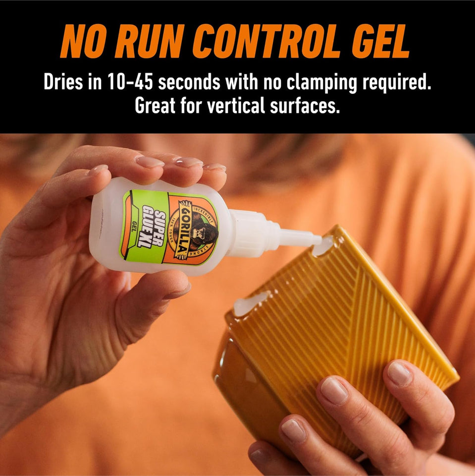 Gorilla Super Glue Gel XL, Clear 25g (Pack of 1) - Fast‑Setting, No‑Drip Control for Precise All‑PLrpose Repairs