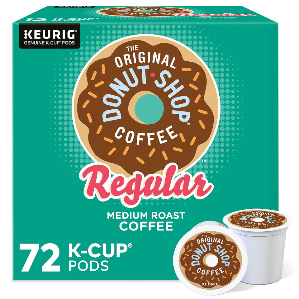 Donut Shop Regular Medium Roast K-Cup Pods – Full-Bodied and Bold Single-Serve Coffee, 100% Responsibly Sourced, 72 Count