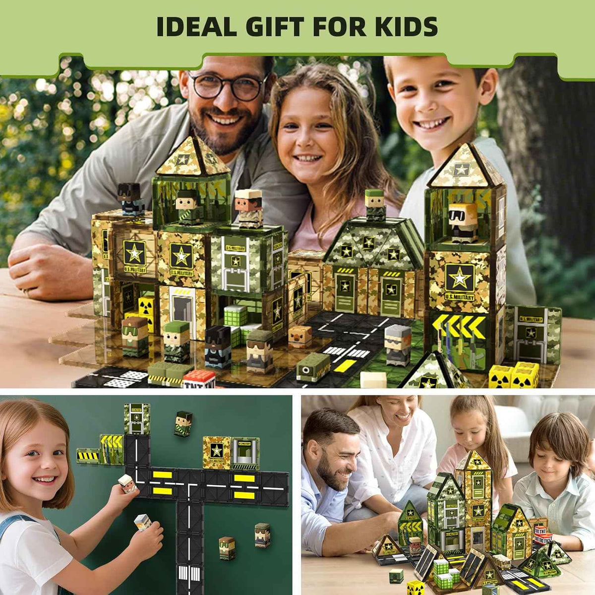 GobiDex 100PCS magnetic building blocks army toys for toddler kids ages 3-5, STEM construction toys for boys and girls
