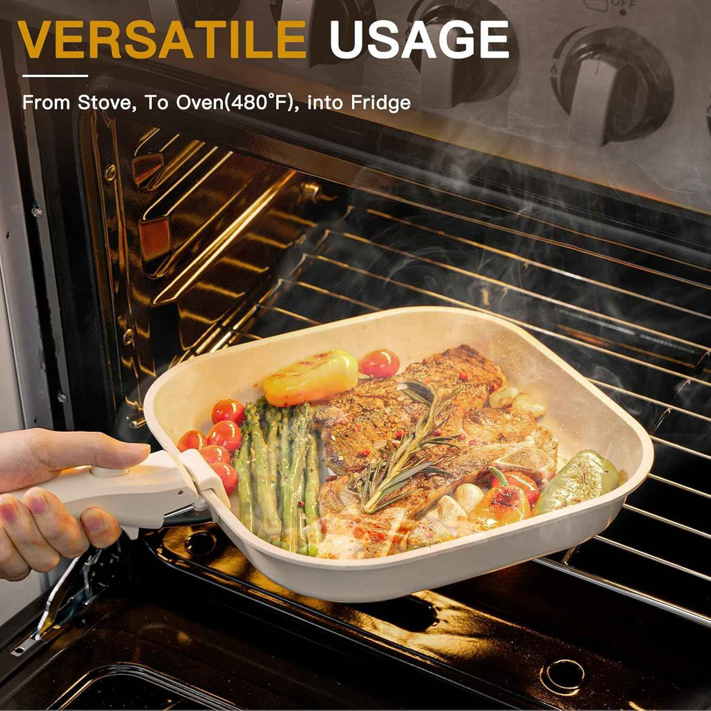 Astercook 23 Pcs Pots and Pans Non Stick Ceramic Cookware Set, Detachable Handle, RV Stackable Kitchen Cooking Set
