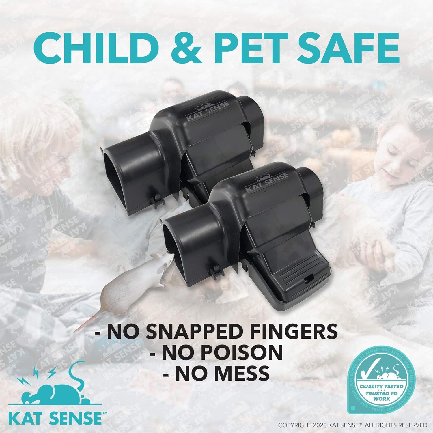 Kat Sense Covered Rat Trap & Chipmunk Trap, Prevents Accidental Triggering with Tunnel Design, Quick Action Pest Control Device, Indoor Outdoor Mouse Trap, Reusable Snap Style Rodent Control