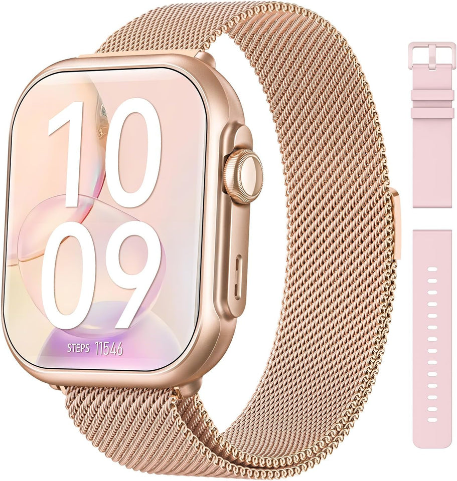 Smart Watch for Women Men Fitness: Smart Watch for iPhone&Android Bluetooth Call with SpO2 Sleep Heart Rate Monitor,IP68,Fitness Tracker with 120+Sport,Reloj Inteligente 30 Day+Battery Life, 2 Bands