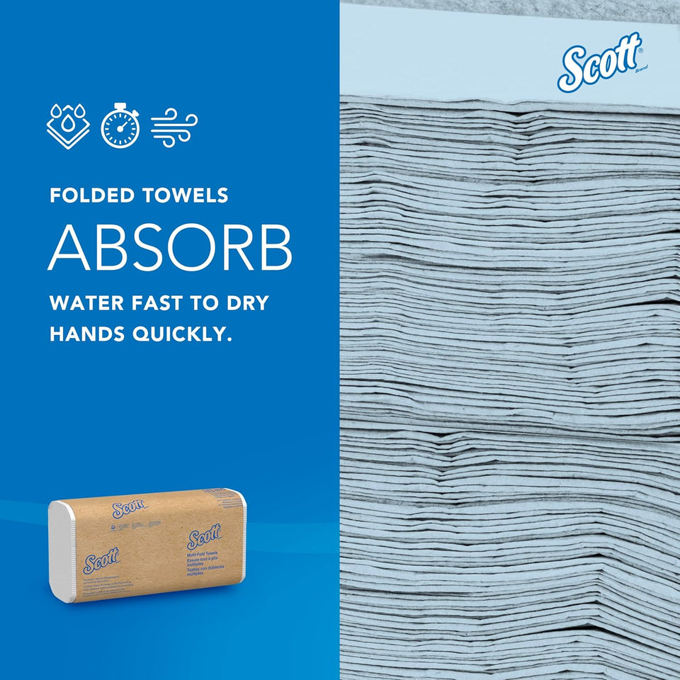 Scott Professional Universal Multifold Paper Towels, Bulk (01840), Absorbency Pockets, White, 9.2"x9.4" Towel, Compressed, Compact (250 Sheets/Pack, 16 Packs/Case, 4,000 Sheet Total)