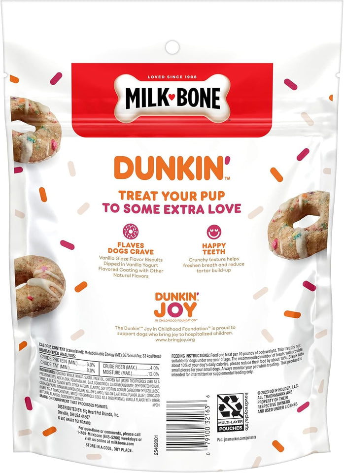 Milk-Bone Dunkin' Vanilla Glaze Flavor Dog Biscuits with Other Natural Flavors, 8 oz Bag