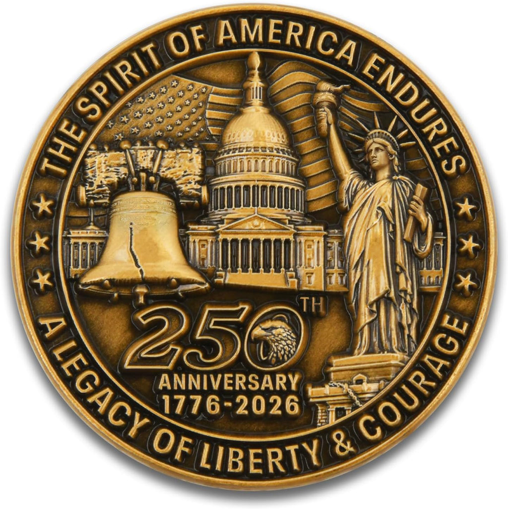 USA 250th Anniversary Commemorative Zinc Alloy Coin - United States of America Liberty & Courage 1776-2026