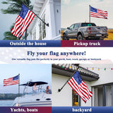 PHITRIC Flag Pole Kit, Tangle Free Spinning Stainless Steel Rustproof Flagpole for 3x5 Sports Fan Outdoor Flags for Outside House (Black, 5FT, with Bracket)