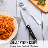 MUTNITT Silverware Set with Steak Knives Service for 4,Stainless Steel Flatware, Mirror Polished Cutlery Utensil Set for Home Kitchen Eating Tableware, Include Fork Knife Spoon, Dishwasher Safe
