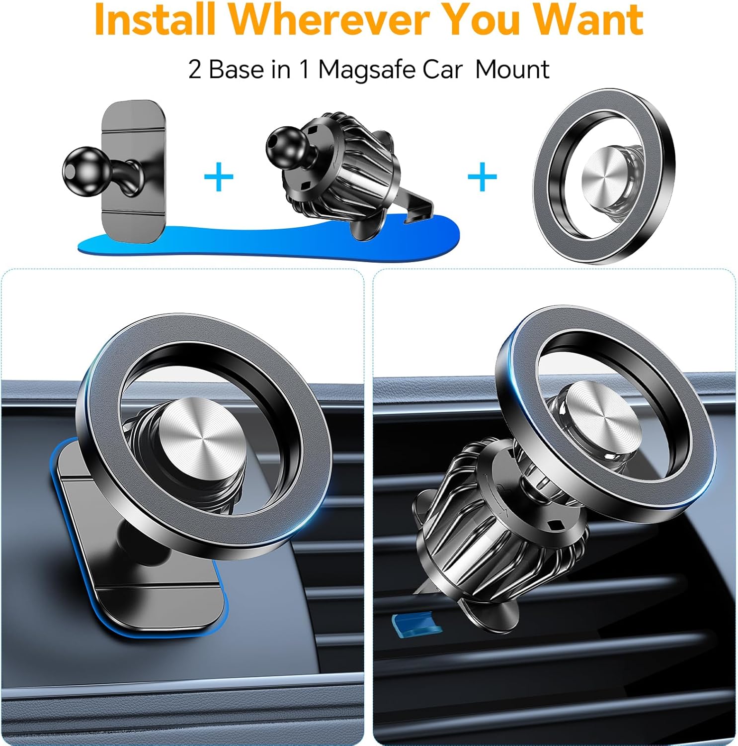Kaistyle for Magsafe Car Mount【Strong Magnets】Magnetic Phone Holder for Car Phone Holder Mount Dash Mounted Holders Phone Holders for Your Car Accessories for Women Men Mothers Gifts for iPhone 17 16