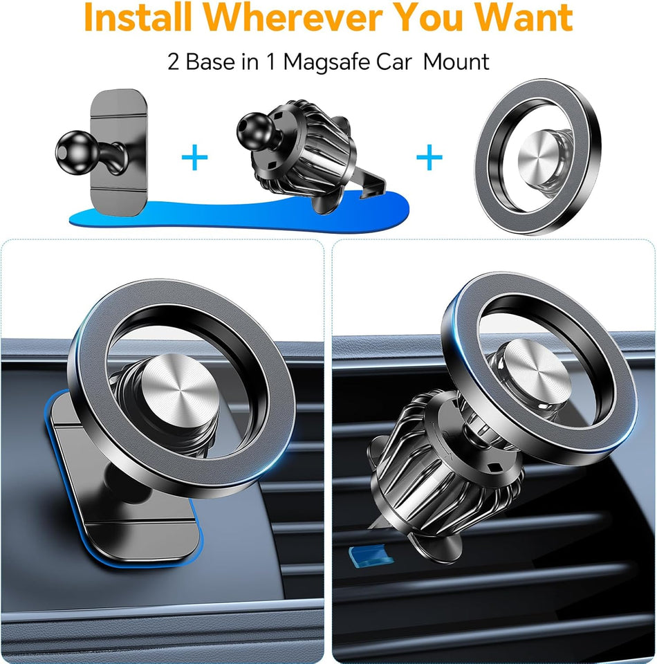 Kaistyle for Magsafe Car Mount‹ې20 Strong Magnets‹ÛÔMagnetic Phone Holder for Car Phone Holder Mount Dash Mounted Holders Cell Phone Holders for Your Car Accessories for Women Men for iPhone 17 16 15 14 - PureLivingMart