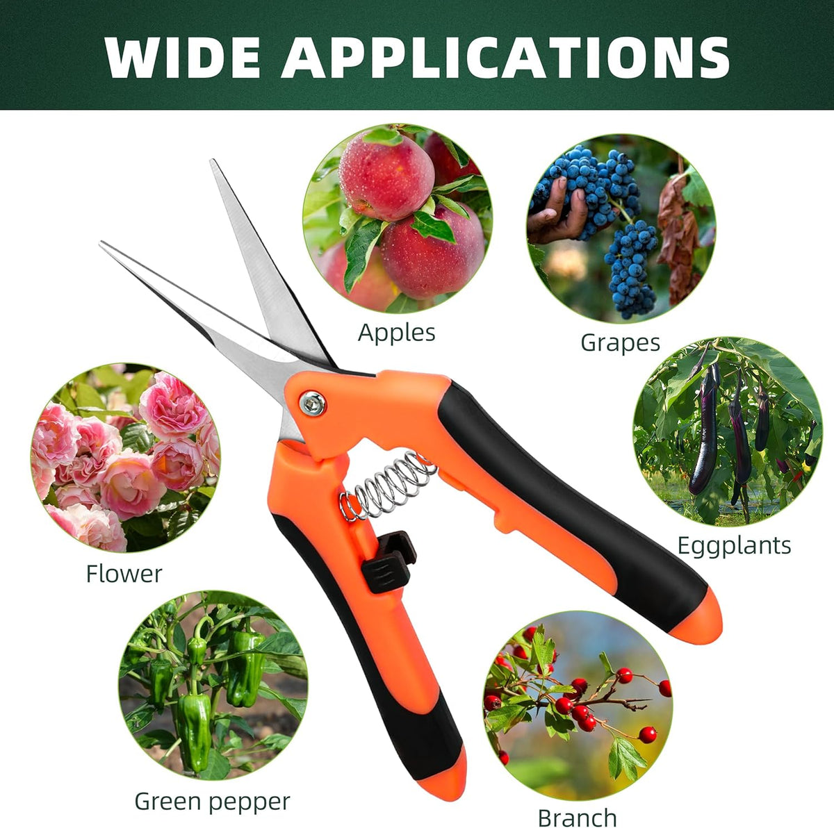 3 Pack Garden Pruning Shears, Stainless Steel Shears, Gardening Shears, Scissors, Garden Clippers, Pruning Snips, Pruning Shears for Gardening Tools