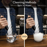 Rechargeable Milk Frother Handheld, 2-IN-1 Dual Spring Whisk Electric Frother Wand for CapPLccino Latte Macchiato, Portable Drink Mixer for Coffee, Matcha, Hot Chocolate