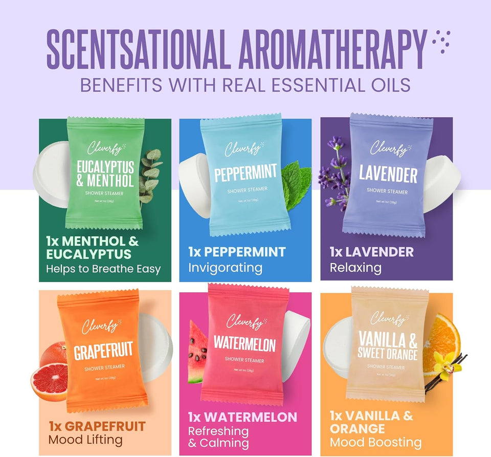 Cleverfy Shower Steamers Aromatherapy - Mother’s Day Gifts for Mom from Son or Husband - Birthday Gifts for Women, Wife, Grandma, Daughter, Sister, Teens & Girlfriend – 6 Tablets