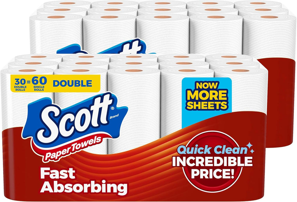 Scott Paper Towels, Choose-A-Sheet, 6 Double Rolls = 12 Regular Rolls (108 Sheets Per Roll) - PureLivingMart