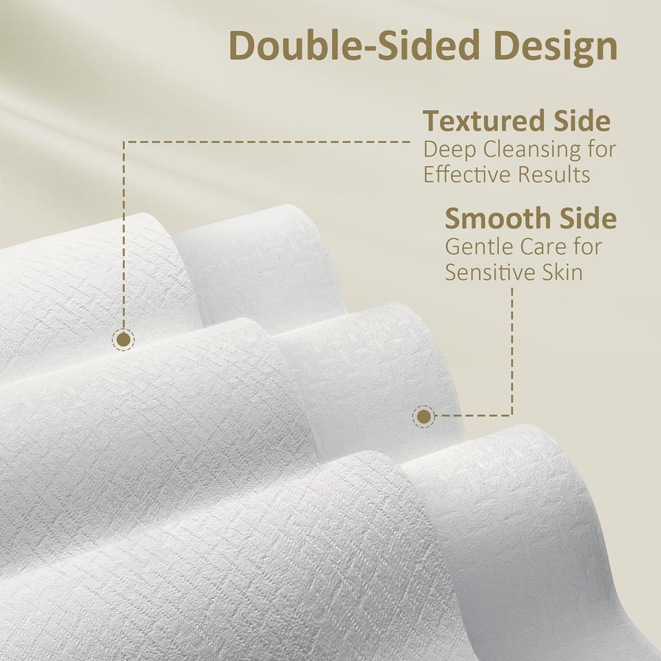 Ourmed Life Face Towels, Disposable Biodegradable Facial Towels for Sensitive Skin, Lint- free Face Wipes for Washing Face, Skincare and Makeup Remover, Dry Wipes, 10"×12" Extra Large, 50 Count