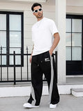 GORGLITTER Men's Baggy Wide Leg Sweatpants Y2K Striped Side Drawstring Waist Barrel Track Pants with Pockets