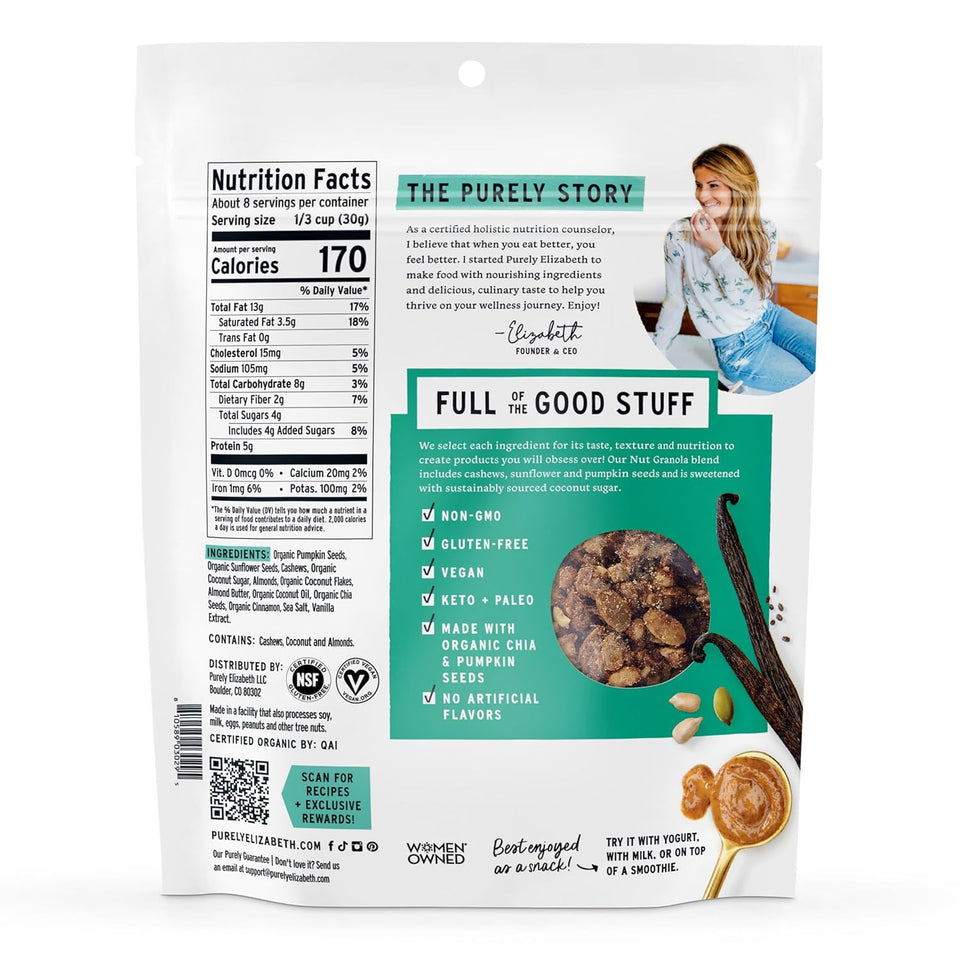PLrely Elizabeth, Granola Vanilla Almond Butter MCT Grain Free, 8 Ounce