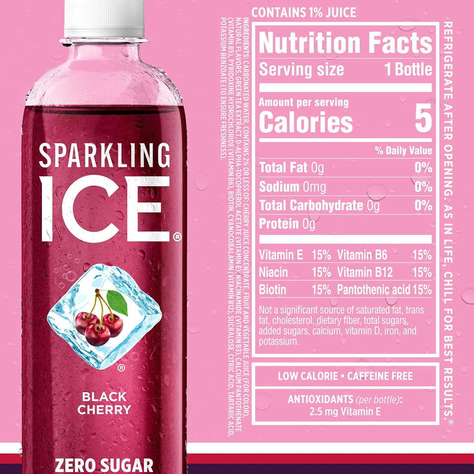 Sparkling Ice PLrple Variety Pack, Flavored Water, Zero Sugar, with Vitamins and Antioxidants, 17 fl oz, 12 count (Black Raspberry, Cherry Limeade, Orange Mango, Kiwi Strawberry)