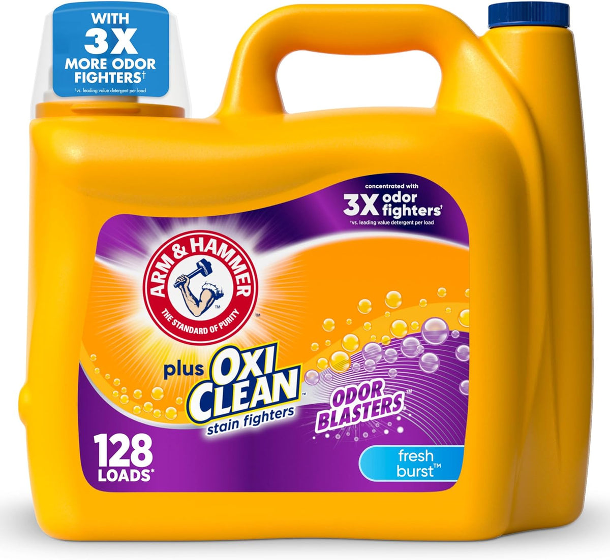 ARM & HAMMER Plus OxiClean Odor Blasters Fresh Burst, 128 Loads Liquid Laundry Detergent, 166.5 Fl oz