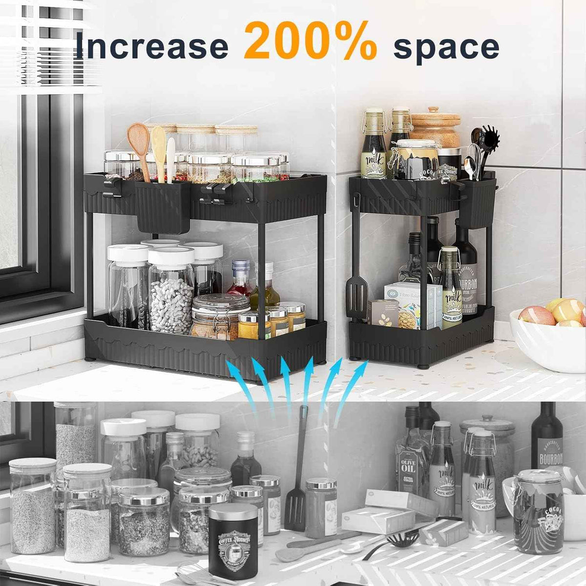 2-Pack Under Sink Organizer: Multipurpose Storage Shelf for Kitchen and Bathroom