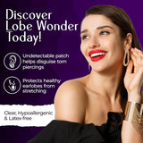 Lobe Wonder - The ORIGINAL Ear Lobe Support Patch for Pierced Ears - Eliminates the Look of Torn or Stretched Piercings - Protects Healthy Ear Lobes from Tearing - 60 Patches - Clear & Latex-Free