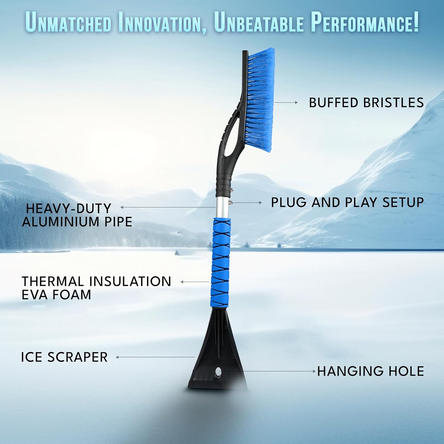 EcoNour 27 inch car snow brush and ice scraper 2 pack for windshield snow removal and ice scraping winter car accessories