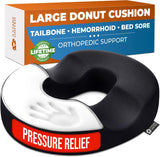 5 STARS UNITED Donut Pillow Hemorrhoid Tailbone Cushion – Large Cushion for Pain Relief – Coccyx, Prostate, Sciatica, Pelvic Floor, Pressure Sores, Pregnancy, Postpartum Recovery, Black