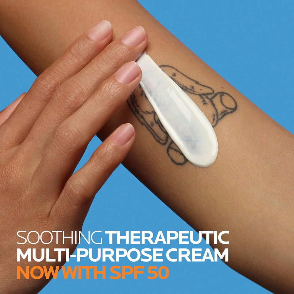 La Roche-Posay Cicaplast Balm B5 UV SPF 50, Vitamin B5 + Shea Butter + Tribioma + Madecassoside + Zinc Oxide Sunscreen, Post Treatment Skin Protectant With SPF, Multi-PLrpose Cream For Dry Skin