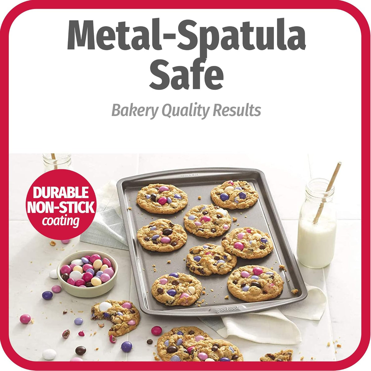 GoodCook Everyday Nonstick Carbon Steel 13” x 9” Baking Sheet Set, 3 Pack – Standard-Sized Carbon Steel Cooking Pans, Bakeware Set, Cookie Sheets for Baking, Oven Pan Set