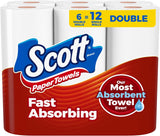 Scott Paper Towels, Choose-A-Sheet, 6 Double Rolls = 12 Regular Rolls (108 Sheets Per Roll) - PureLivingMart