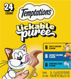 Temptations Creamy PLree Squeezable Lickable Cat Treats, Wet Cat Treats with Chicken, Salmon, and Tuna Variety Pack, 0.42 oz. Tubes, 24 Count