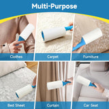 Swihauk 600 Sheets Extra Sticky Lint Rollers for Pet Hair, Easy Spiral Tear Lint Roller for Clothes with Ergonomic Handle, MultiPLrpose Lint Remover for Furniture, Carpet, Car Seat