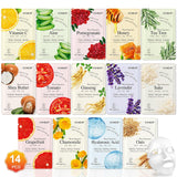 KONEUK 14 Pack Sheet Face Masks Skincare, Hydrating Face Masks Suitable for Dry Skin, Bulk Facial Mask Set for Women Skin Care, Face Mask Gifts Set for Face Spa